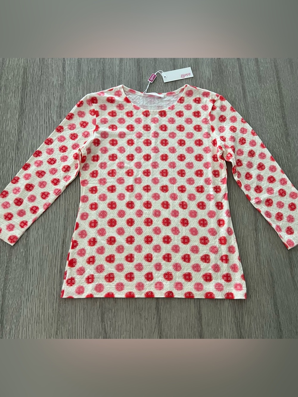Leggiadro woman’s  sequin Red ikat dots top